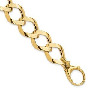 Leslie's 14K Polished Brushed Hollow Fancy Link Bracelet